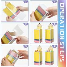 6/12/24pcs/Set Pencil Candy Box, Back To School Popcorn Snack Box Pencil Shaped Gift Bag, Welcome Back To School Snack Box - Multicolor - View 7
