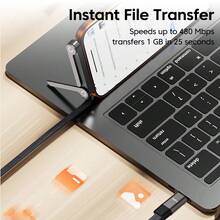 OLAF 240W USB Type C Fast Charging Data Cable With Foldable Stand, 2-In-1 USB C Phone Holder & Charging Cable Compatible With IPhone 17, 16, 15 - Black - View 7