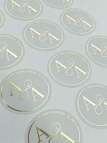 Wedding Initial Sticker Gold, 10/20/40/80/160/320pcs, Personalized Foil Sticker Custom Rose Gold Label, Easter Gift Valentine's Day Gift, Her Gift, His Gift, Mom's Gift, Friend's Gift, Home Decoration, Decoration, Personalized Gift, Custom Gift. - Multicolor - View 3