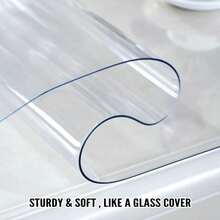 Clear Table Cover Protector,Clear Plastic Table Cover, Waterproof Dining Table Protector, PVC Vinyl Desk Mat Pad For Coffee, Dining, Dresser & Nightstand Tops - Transparent - View 4