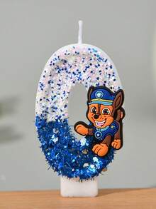 1件裝 Paw Patrol 0-9 數字蠟燭 粉藍色生日蛋糕裝飾用品 可愛動漫狗狗造型派對配件用品 - 卡通 - 查看 30