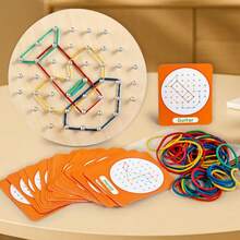 1 Puzzle Papan Pasak Bulat Kayu, Mainan Edukatif untuk Membangun Bentuk Berdasarkan 30 Kartu Dua Sisi dan 3 Jenis Karet Elastis, Mengembangkan Pemikiran, Orientasi Spasial, Kreativitas, dan Imajinasi Anak. Hadiah Lucu, Hadiah Sempurna untuk Natal, Paskah, Ulang Tahun - MultiWarna - View 4