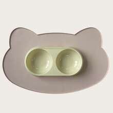 1 Set - Pet Double Bowl Feeding Mat Set, Collects Spilled Water And Scattered Food, Prevents Bowl Slipping And Floor Mess, Suitable For Cat And Dog Daily Home Feeding, Dirt-Resistant Non-Slip Pet Feeding Mat Kit - Multicolor - View 14