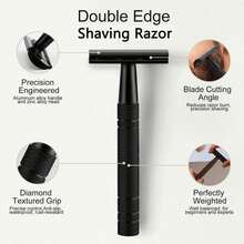 Matte Black Double Edge Safety Razor (Blades Not Included); Unisex, Reusable, Suitable For Home And Travel - Multiple Styles - View 3