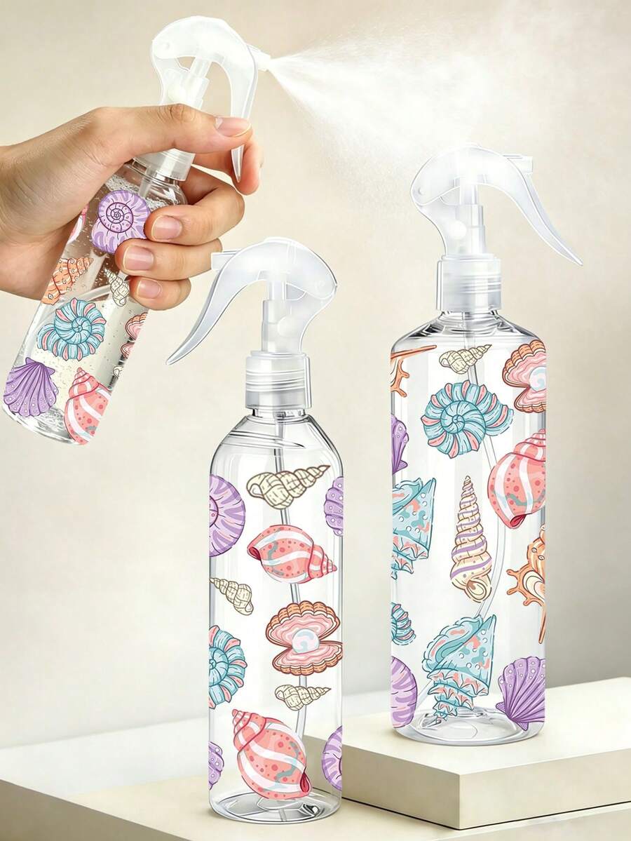 New Starfish & Shell Pattern Transparent Refillable Travel Spray Bottle, Multi-Purpose Fine Mist Spray Bottle, Suitable For Travel And Business Trips, Makeup Remover Dispenser Bottle, Reusable Hair Styling Spray Bottle, Used For Hair Styling, Cleaning, Plant Watering, Facial Moisturizing, Travel Essential, Back To School Essential