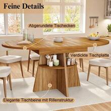 Extendable Dining Table With Open Storage Compartment In The Legs, Multifunctional Space-Saving Table For Small Rooms, Living Rooms And Dining Rooms, Thick Tabletop, Rounded Corners, Black Color. - 卡其色 - 查看 3