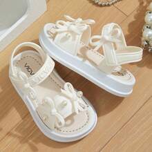 Vicvait Girls Cute Bow Decor Fashion Sunny Sandals - White - View 5