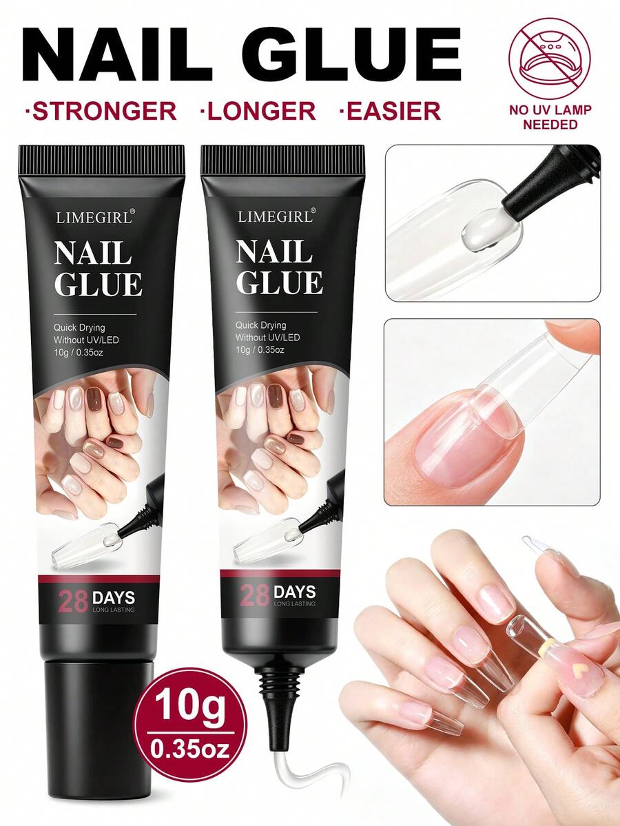 LIMEGIRL Quick Dry Nail Glue, Strong Adhesion, Suitable For Nail Tips, Nail Patches, Fake Nails, Rhinestones And Nail Art Decorations, No UV Lamp Required - Nail Glue - 10g - View 1