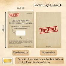 Secret Mission Treasure Hunt Scratch-Off Cards, Party Invitation Cards, Agent Theme Treasure Clue Cards With Scratch-Off Stickers To Reveal Hidden Locations, Suitable For Theme Parties, Adventure Card Party Interactive Props - Multicolor - View 2