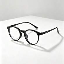 1 Pair Round Exquisite Personalized Charming Plain Lens Glasses, Suitable For Daily Outdoor Hairstyle Decoration Accessory Wear, Satin Minimalist Elegant Fashion Headband Hair Tie Bohemian Elegant - Clear - View 3