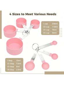 8-Piece Measuring Cup And Spoon Set, Stackable Cups And Spoons, Nested Measuring Cups With Stainless Steel Handles, Cooking And Baking Kitchen Gadgets - Multicolor - View 8