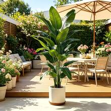 113.5cm/45.2inch Artificial Outdoor Banana Tree - Outdoor Decor, Upright Stems With Long And Soft Leaves. Maintenance-Free, Beautiful Decorative Tree, Suitable For Indoor Decoration/Outdoor Arrangement, Courtyard, Garden, Wedding, Shopping Mall And Amusement Park Decoration - Year-Round Holiday Decoration, Tropical Rainforest Landscape Arrangement, Ideal Choice For Home Artificial Plants, Pot Not Included - Multicolor - View 2