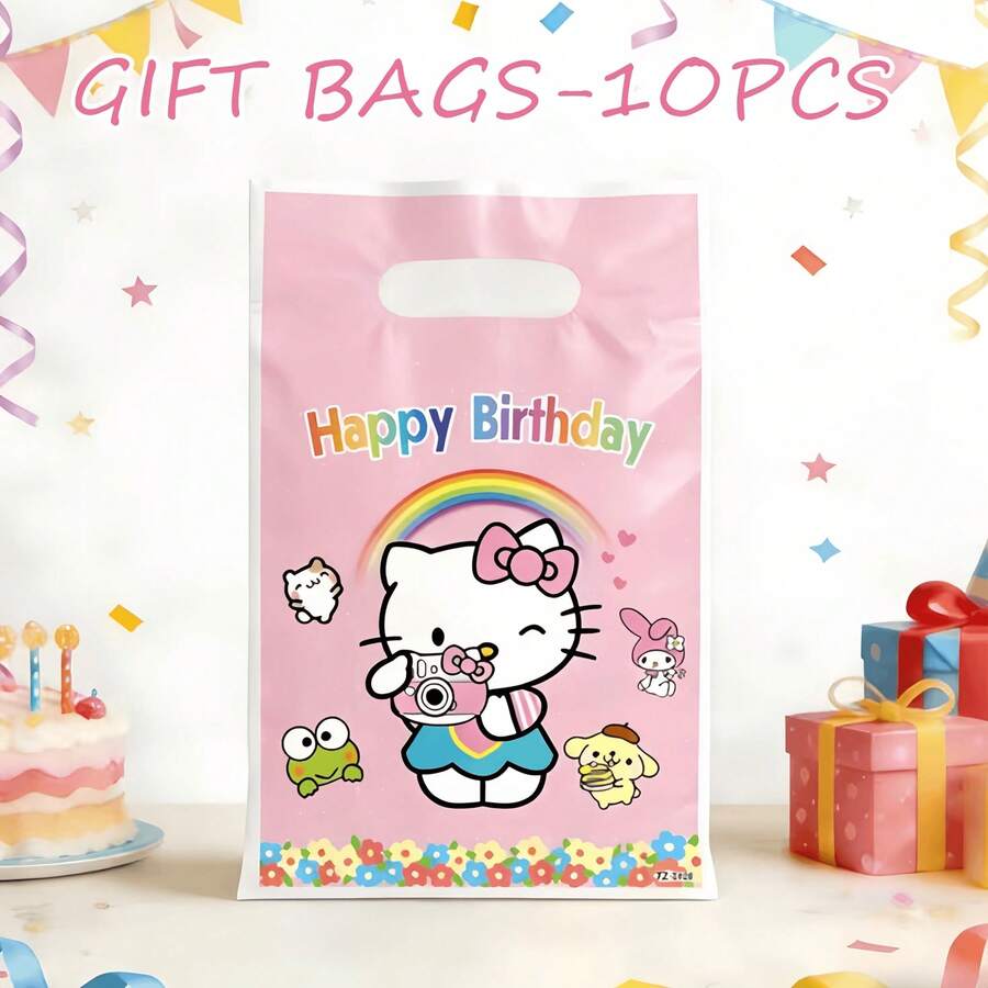 SANRIO 10pcs 30pcs 50pcs KT Cat Gift Packaging Bags, Gift Wrapping Bags For Birthday, Wedding, Party Decoration, Random Style Sent, Gift Packaging Bags For Family And Friends, Perfect Packaging Bags Worth Owning - A - View 1