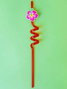 8pcs Reusable Tropical Straws | Reusable Spiral Straws | Hawaiian Tropical Rainforest Theme, Suitable For Summer Beach, Poolside And Birthday Parties, With Palm Tree, Ice Cream And Pineapple Tropical Decorations - View 16