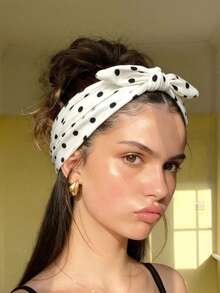 3pcs Polka Dot Bow Headbands, Women's Vintage Knotted Rabbit Ear Hairbands, Cute Elastic Hair Accessories, Hair Knots, Tropical Style Headbands - Multicolor - View 2