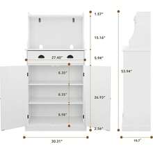 54" Freestanding Kitchen Pantry Storage Cabinet With Doors And Adjustable Shelves, Microwave Oven Stand With Drawer For Kitchen, Bathroom Or Variant 1 - White - View 2