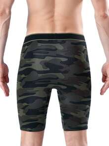6pcs Men's Long Front-Opening Boxer Briefs Letter Waistband Camouflage Print Long Underwear Shorts Suitable For Sports And Daily Wear - Multicolor - View 4