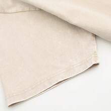 Women Vintage Washed Tee, 230G Thick Oversized Crew Neck Short Sleeve, Retro Street Loose Fit Casual Top For Spring Summer Machine Washable Daily Wear - 杏色 - 查看 5