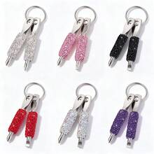 1pc Shiny Full Rhinestone Mini Screwdriver Keychain Set, Stainless Steel Slotted Screwdriver Portable Pocket Repair Multi-Function Tool, Shiny Crystal Rhinestone Key Ring Bag Pendant Fashion Style - Multicolor - View 1