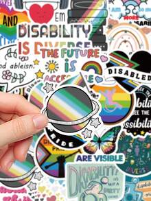 50 pezzi Adesivi Orgoglio Disabilità per decorare Agenda, Diario, Scrapbook, Quaderno, Bagaglio, Chitarra, Skateboard, Manuale, Tablet, Borraccia, Telefono - Orgoglio disabilità - Visualizzare 2