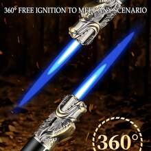 1PC Refillable Butane Torch Lighter Adjustable Windproof Jet Flame Transparent Gas Window Long Mini Torch Lighter For Men Gift Candles Kitchen Outdoor BBQ Use (Gas Not Included) - View 3