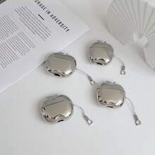 Apple-Shaped Protective Case For AirPods 4th Gen/Pro 3rd Gen/Pro 2nd Gen Bluetooth Earphones - Silver - View 3