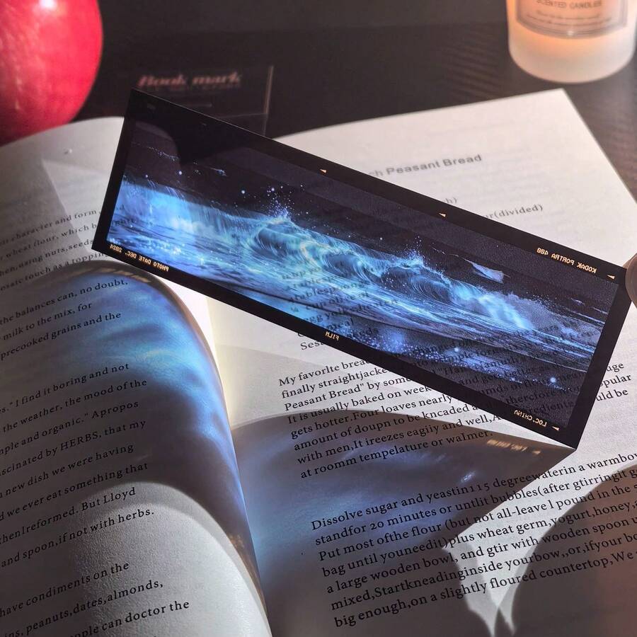 1pc Landscape Pattern Bookmark, Beautiful Romantic Art Retro Acrylic Starry Sky Wave Pattern Film Bookmark, Suitable For Reading Enthusiasts, Colleagues, Friends, And Family, Ideal Gift For Back To School Season And Halloween - A - View 1