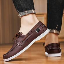 Men's Bean Loafers Comfortable All-Season New Style Slip-On Sneakers Fashion Shoes Niche Design British Style Shoes Business Casual Daily Walking Shoes, Vintage Round Toe Thick Sole Men's Dress Shoes Fashion Wear-Resistant Casual Men's Shoes - Brown - View 11