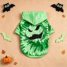 1pc Dog Hoodie, Halloween Devil Smiling Face Letter Print Pet Sweatshirt, Suitable For Small/Medium Dogs, Puppies, Cats, Perfect For Halloween Party, Halloween Costume, Halloween Perfect Gift - Mint Green - View 7