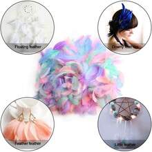 250/350/450pcs Macaron Color Mini Feather Handmade Bulk Pack, Includes 150 Pearls, Mixed Color Fluffy Decorative Feathers, Soft DIY Materials, Suitable For Wedding Party Home Decor And Photography Props - Multi-color - View 5