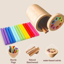 Montessori Wooden Color Sorting Fine Motor Toy, Toddler Color Matching Educational Puzzle With Storage Bucket, Reusable Early Learning Toy, 18 Months+ - Multicolor - View 7