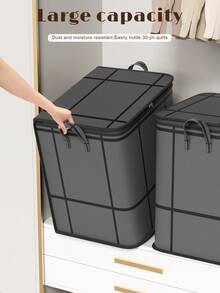 1pc Large Capacity Clothes Storage Bag, Black Foldable Clothes Storage Bag, Quilt Storage Bag, Large Capacity Clothes Bag, Bedroom Closet Storage Bag. Easy To Fold, Space-Saving, Durable, Suitable For Back To School And Home Storage - Black - View 6