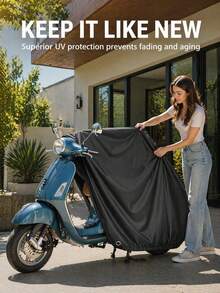 1pc Heavy Duty PEVA Vehicle Cover Waterproof UV Resistant Snowproof Breathable Universal Protective Cover For Motorcycles Bicycles Electric Scooters Rain Sun Protection Reflective - Multicolor - View 2