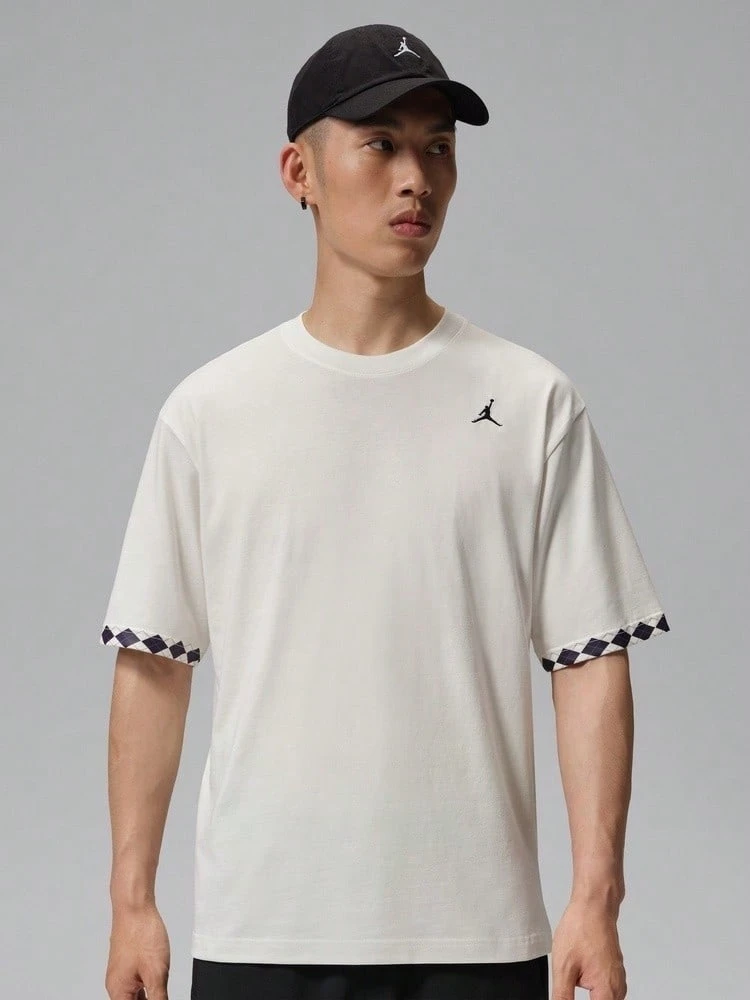 Jordan Men's AS FIRST CLSS 85 SS Crew Neck Short Sleeve Knit Collarless T-Shirt TIW1598-133 - White - View 1