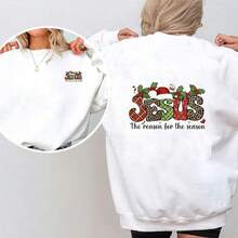 1/2/3 piezas Pegatina de transferencia de calor con eslogan en inglés, textura múltiple, JESÚS, gorro de Navidad, bastón de caramelo, estilo vintage americano navideño religioso DIY, apta para camisetas, sudaderas, bolsas de lona, cojines - Multicolor - Ver 2
