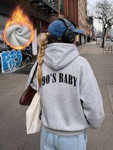 Autumn/Winter New Women's Hooded Fleece Sweatshirt, Simple Fashion Letter Print, Versatile Street Casual Style, Suitable For Women - Dark Gray - View 4