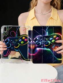 彩色遊戲控制器圖案保護殼，相容 iPad Air 8(M4)2026(11-Inch)、Air 4/5 10.9 吋、7/8/9代 10.2 吋，內建筆槽，相容 Tab S6 10.4 吋、Kindle 11代(2022/2024)、Kindle Clara 2E、Clara Colour、Clara BW (6-Inch) 及 Libra Colour (7-Inch)，可愛甜美時尚設計，生日與節日適用 - 彩色 - 查看 3