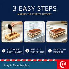 Molde de tarta de queso Tiramisu de acrílico transparente con tapa, molde rectangular desmontable, caja de exhibición de pastel de mousse cuadrada, bandeja larga para base de pastel - Blanco - Ver 5