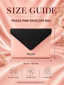Prada 普拉達粉紅信封包20×14cm，聚酯纖維(聚酯纖維)布料，信封外觀，內裡充裕，收納美妝出行送禮皆宜 - 西瓜粉 - 查看 11