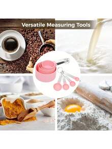 8-Piece Measuring Cup And Spoon Set, Stackable Cups And Spoons, Nested Measuring Cups With Stainless Steel Handles, Cooking And Baking Kitchen Gadgets - Multicolor - View 11