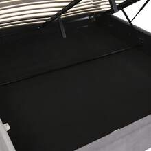 Bed Frame Grey Upholstered Fabric - 203x140x106cm - 灰色 - 查看 10