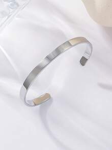 Minimalist Polished 8-Point Star Rhinestone Open Cuff Bracelet Set, Silver 304 Stainless Steel Hypoallergenic Skin-Friendly, Multi-Layer Stackable Niche Thin Bangle Set - CC-s - View 8