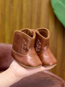 Infant Toddler Boots, Western Cowboy Boots, Non-Slip Soft 0-1 Years Old Unisex Infant Classic Boots, Suitable For Spring, Autumn, Winter - Brown - View 9