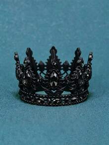 1件女款時尚公主皇冠甜美水鑽生日髮飾髮箍 新娘髮飾 - 黑色 - 查看 8