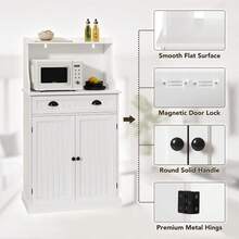 54" Freestanding Kitchen Pantry Storage Cabinet With Doors And Adjustable Shelves, Microwave Oven Stand With Drawer For Kitchen, Bathroom Or Variant 1 - White - View 4