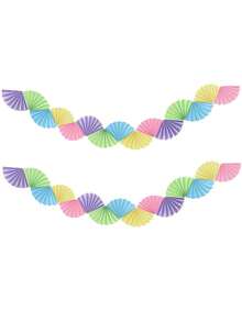 Rainbow Fan Garland Party Decor Pastel Rainbow Paper Fan Banner Colorful Party Decoration For Birthday Wedding Bridal Shower Bachelorette Baby Shower - Multicolor - View 5