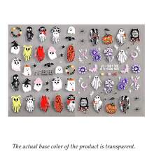 5D Embossed Clear Base Halloween Nail Stickers, Cute Ghost Pumpkin Skull Bat Spider Floral Self-Adhesive Nail Art Decals, Spooky Gothic Manicure Decorations For Halloween Party DIY Nail Supplies For Women Girls Acrylic Nails - Multicolor - View 14