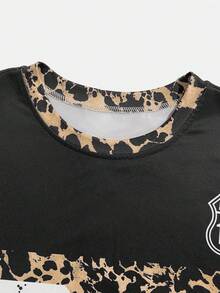 Kaos Olahraga Lengan Panjang Kasual Wanita Motif Leopard Retro Amerika - MultiWarna - View 5