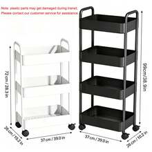 3/4 Tier Kitchen Storage Trolley Cart With Wheels Bathroom Laundry Rolling Rack 99*37*26cm,Black/ White - Multicolor - View 11