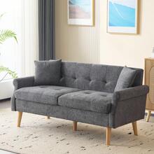 Grey 2 Seat Sofa - Modern Velvet Chenille Fabric Couch - Grey 2 Seat - View 3